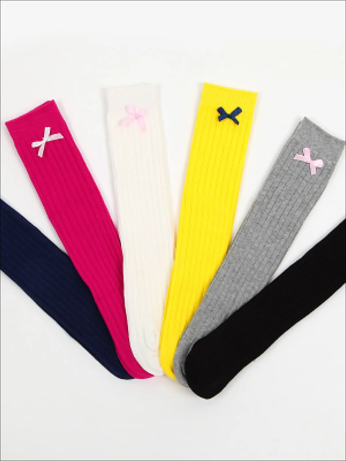 Girls Knee Ribbed Knee Socks with Bow