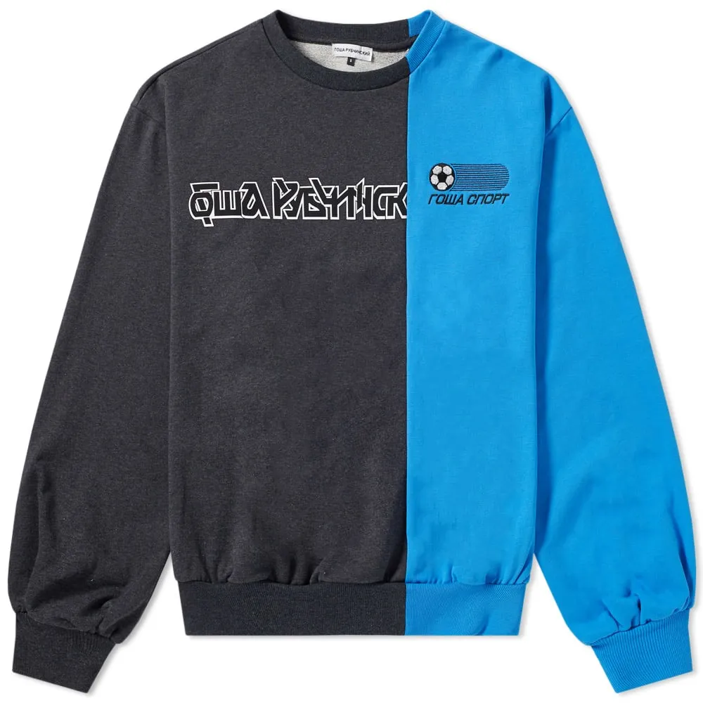 Gosha Rubchinskiy Combo Logo SweatDark Grey & Blue