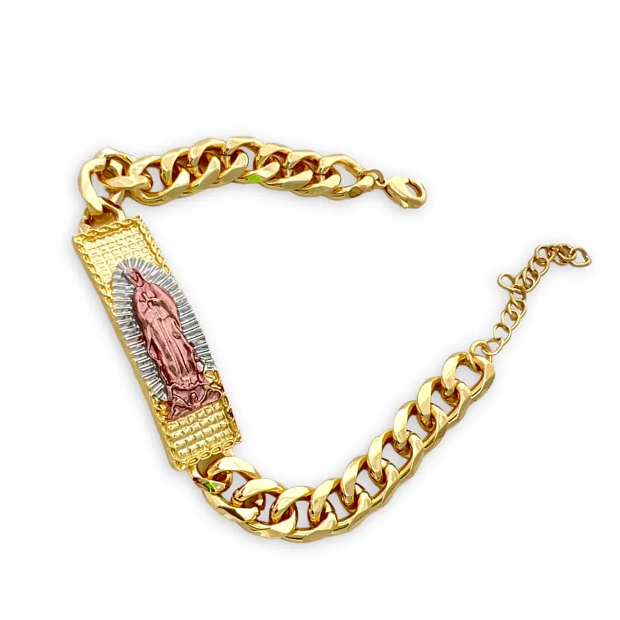 Guadalupe virgin cuban links bracelet in 18kts of gold plated