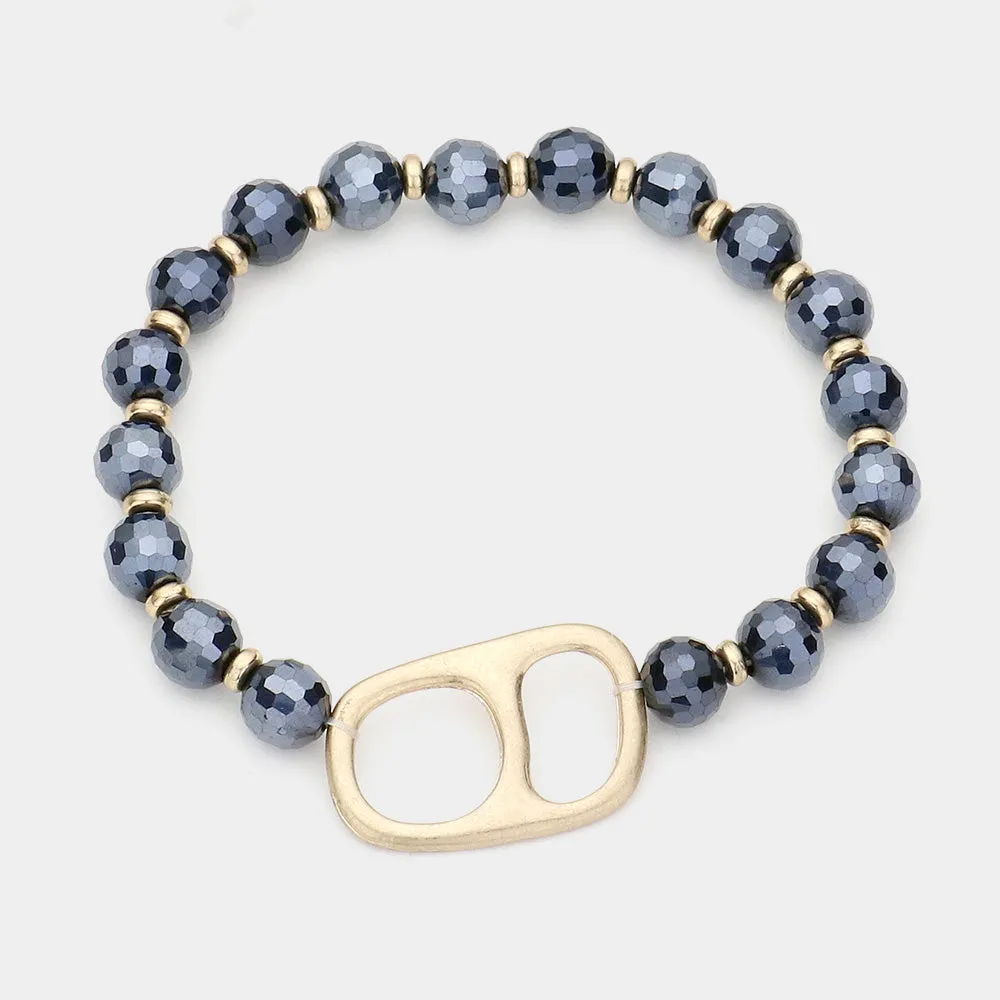 iLLASPARKZ Abstract Metal Accented Faceted Beaded Stretch Bracelet