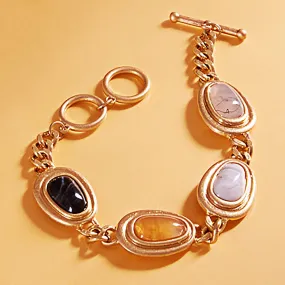 iLLASPARKZ Oval Stone Cluster Link Toggle Bracelet