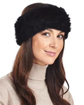 Knitted Fur Headband - Black Rex Rabbit Fur: FurSource.com