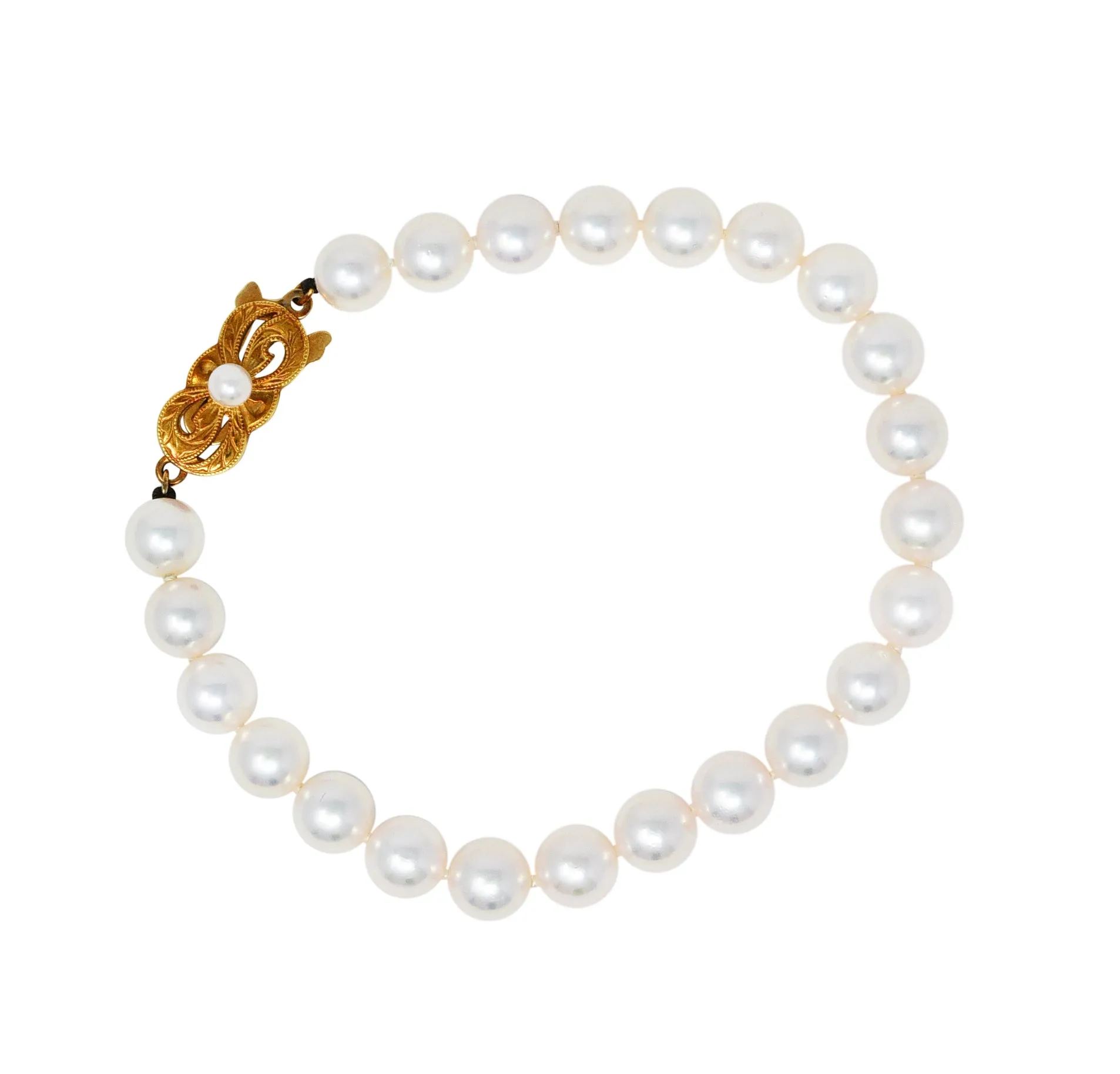 Mikimoto Cultured Pearl 18 Karat Gold Strand Bracelet