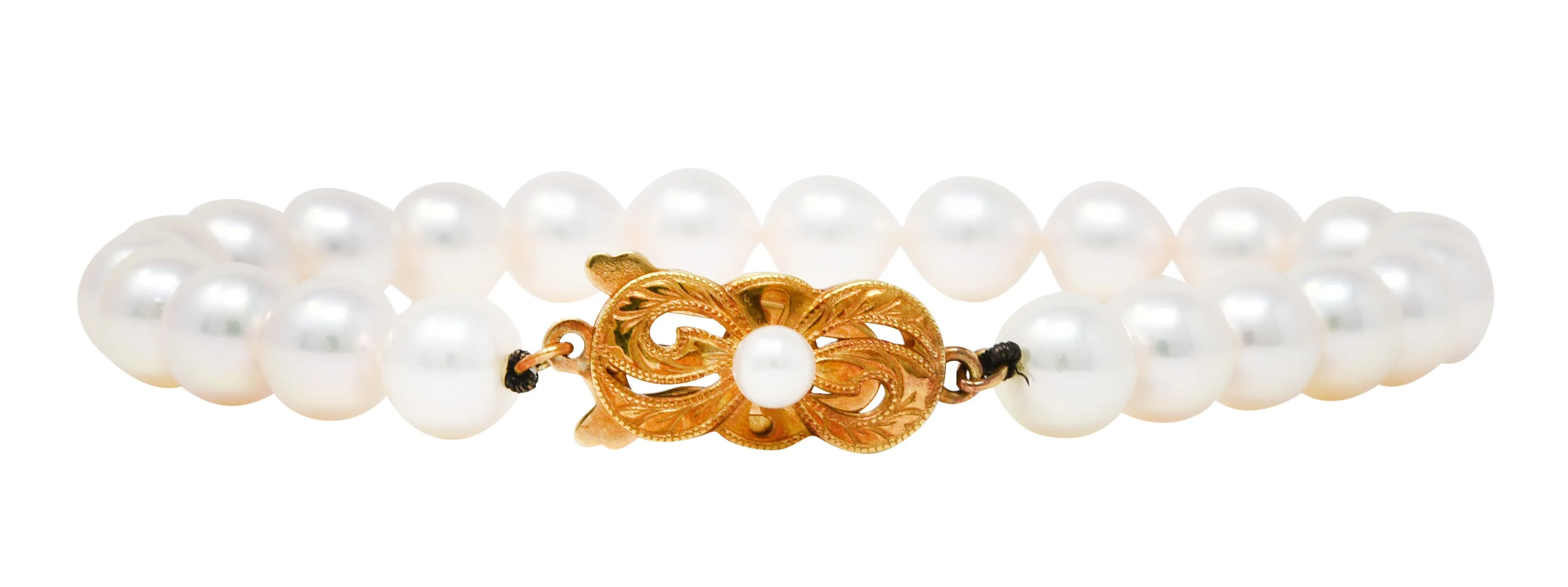 Mikimoto Cultured Pearl 18 Karat Gold Strand Bracelet