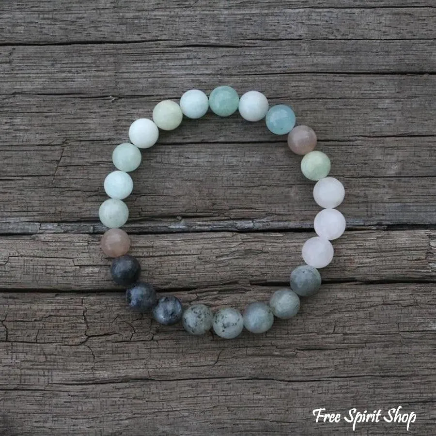 Natural Amazonite Labradorite Aquamarine & Rose Quartz Bead Bracelet / Necklace