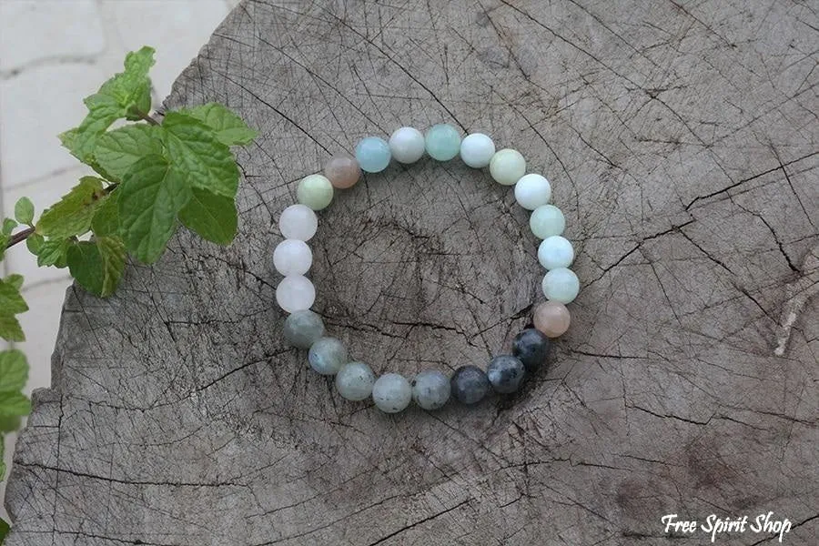 Natural Amazonite Labradorite Aquamarine & Rose Quartz Bead Bracelet / Necklace