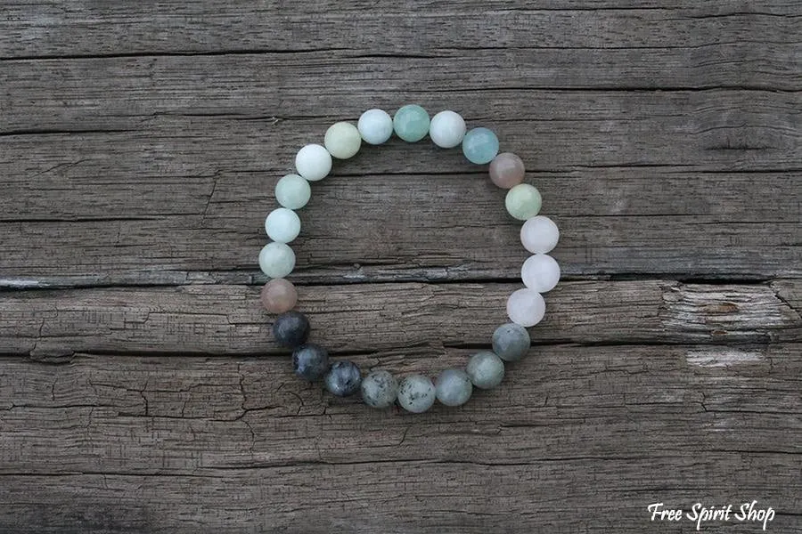 Natural Amazonite Labradorite Aquamarine & Rose Quartz Bead Bracelet / Necklace