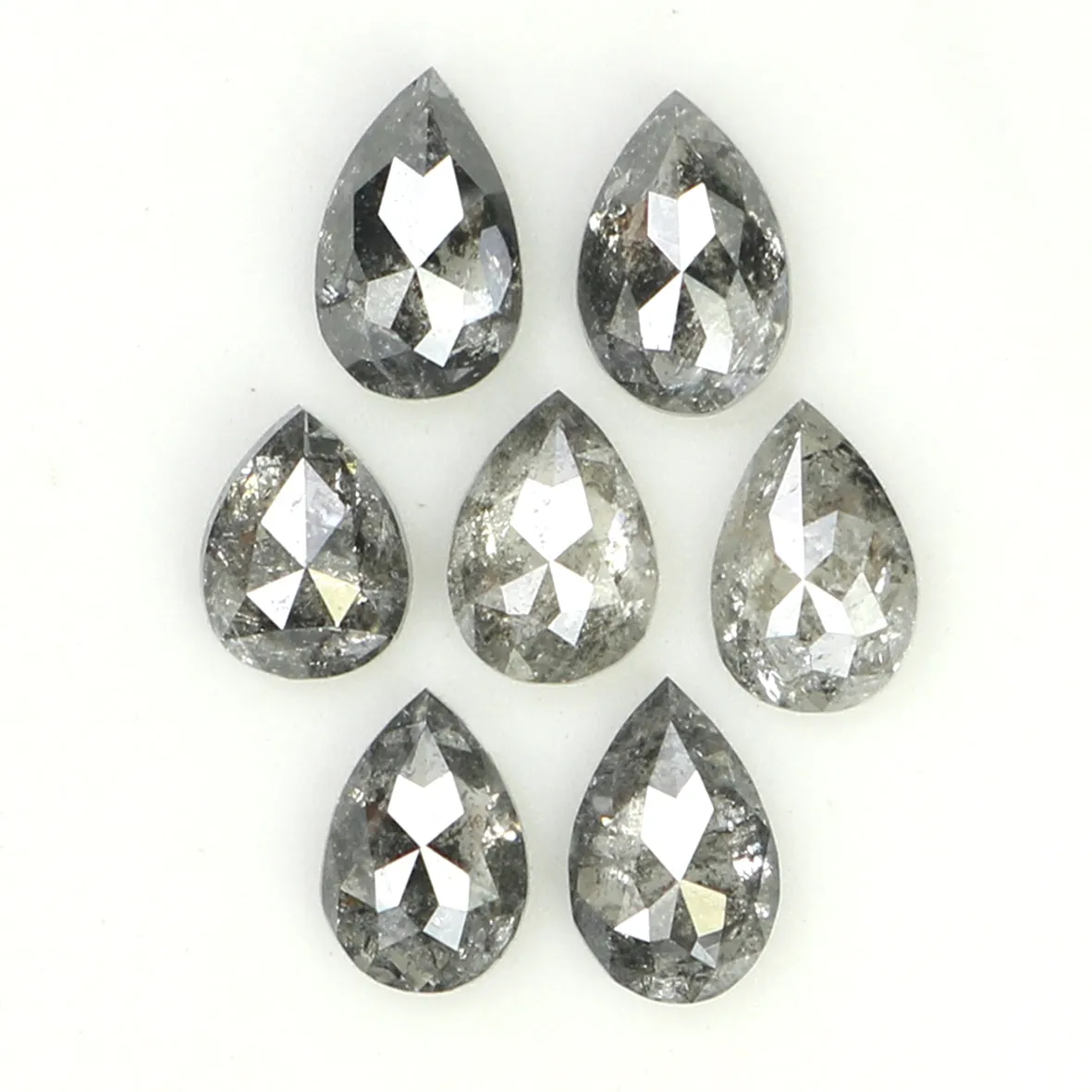 Natural Loose Pear Salt And Pepper Diamond Black Grey Color 0.81 CT 3.30 MM Pear Shape Rose Cut Diamond L1296