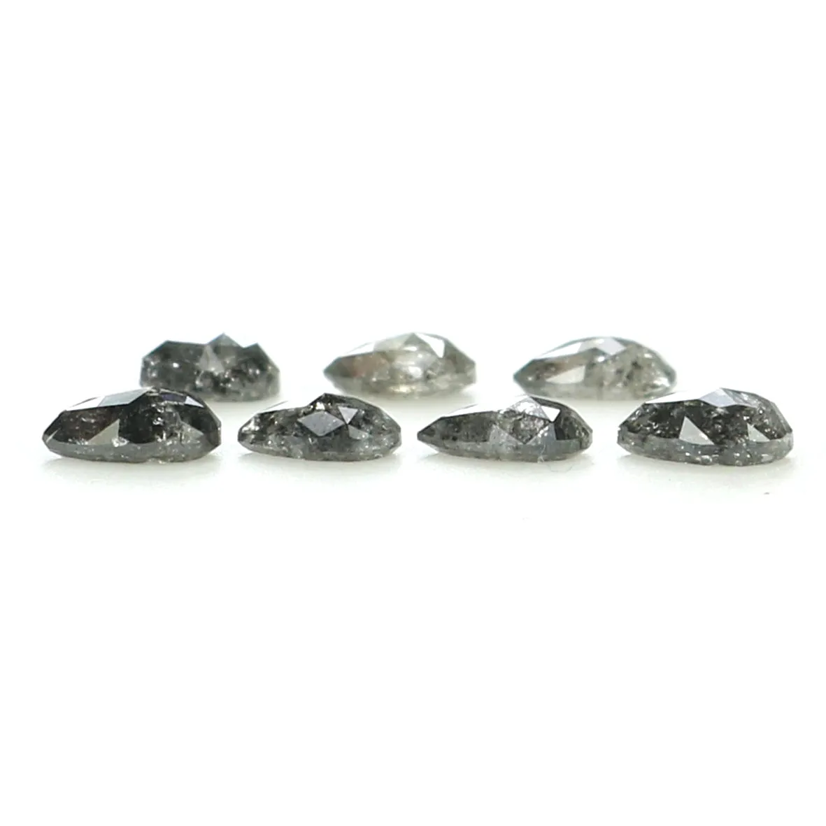 Natural Loose Pear Salt And Pepper Diamond Black Grey Color 0.81 CT 3.30 MM Pear Shape Rose Cut Diamond L1296