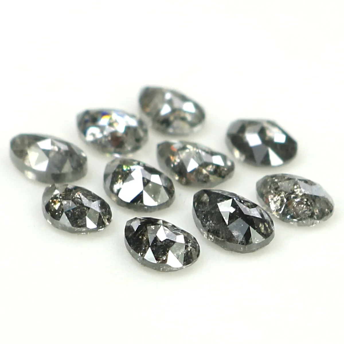 Natural Loose Pear Salt And Pepper Diamond Black Grey Color 1.19 CT 3.55 MM Pear Shape Rose Cut Diamond KDL1294