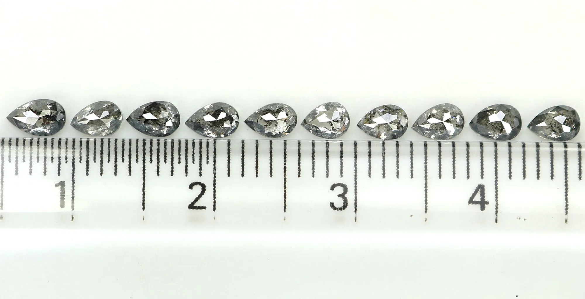 Natural Loose Pear Salt And Pepper Diamond Black Grey Color 1.19 CT 3.55 MM Pear Shape Rose Cut Diamond KDL1294