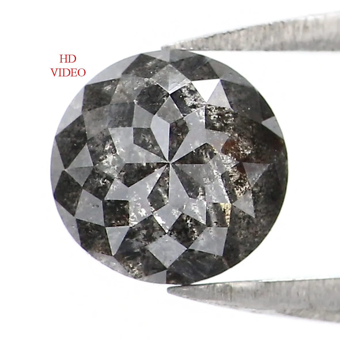 Natural Loose Rose Cut Salt And Pepper Diamond Black Grey Color 1.06 CT 5.80 MM Round Rose Cut Shape Diamond KR2092