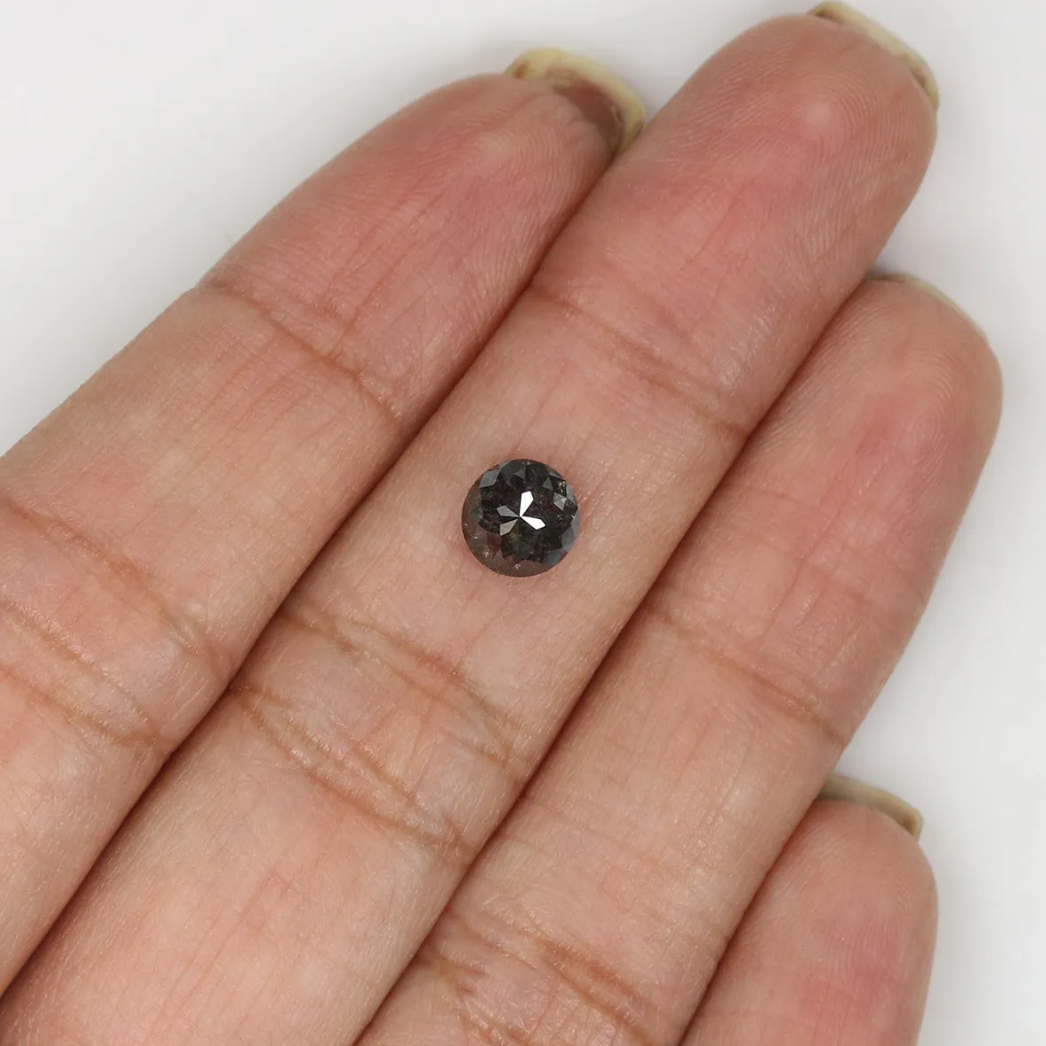 Natural Loose Rose Cut Salt And Pepper Diamond Black Grey Color 1.06 CT 5.80 MM Round Rose Cut Shape Diamond KR2092