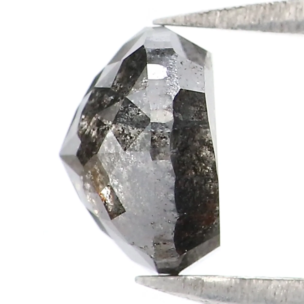 Natural Loose Rose Cut Salt And Pepper Diamond Black Grey Color 1.06 CT 5.80 MM Round Rose Cut Shape Diamond KR2092