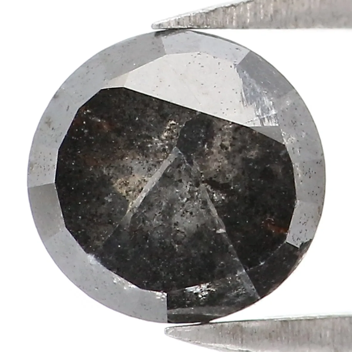 Natural Loose Rose Cut Salt And Pepper Diamond Black Grey Color 1.06 CT 5.80 MM Round Rose Cut Shape Diamond KR2092