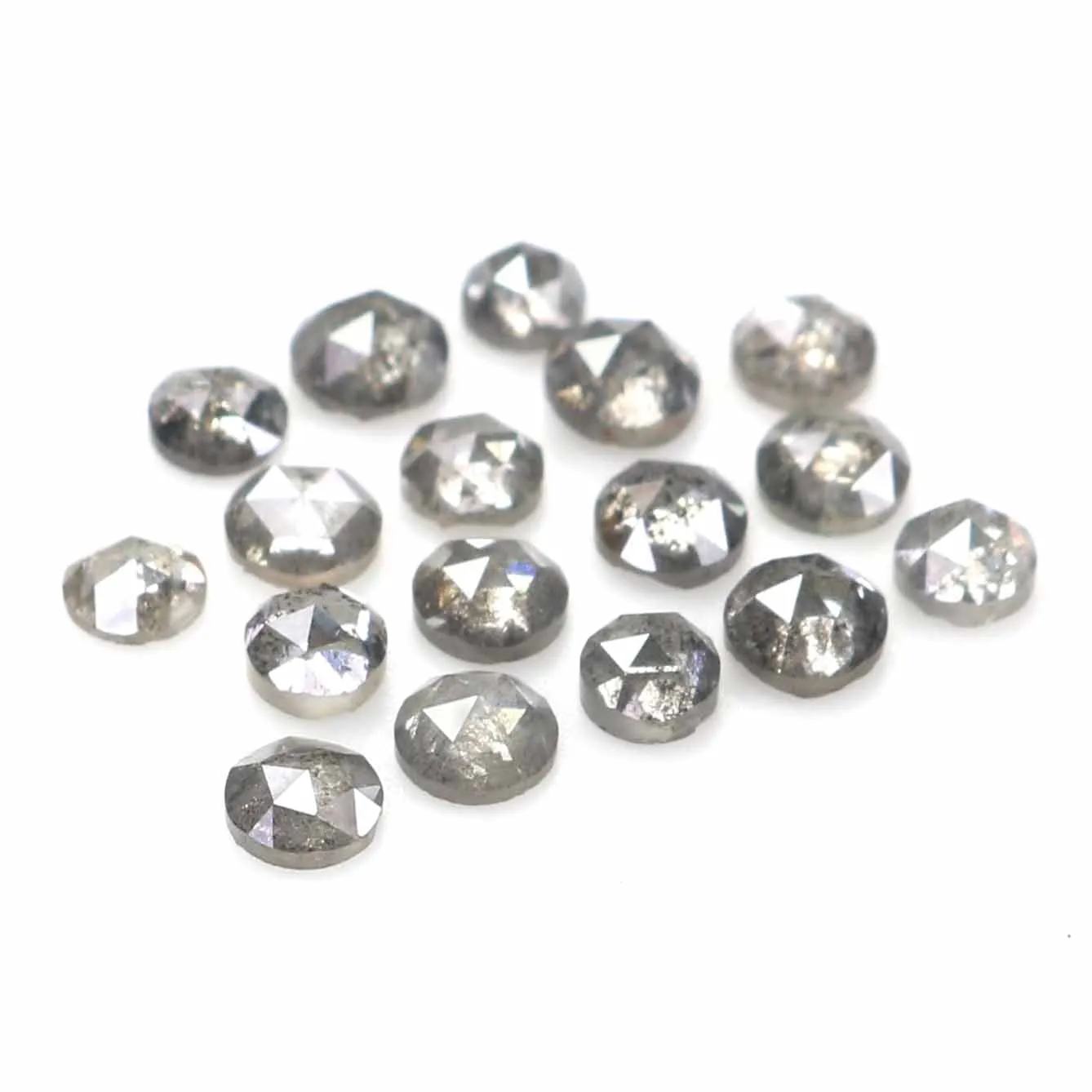 Natural Loose Rose Cut Salt And Pepper Diamond Black Grey Color 1.47 CT 2.27 MM Rose Cut Shape Diamond L2384