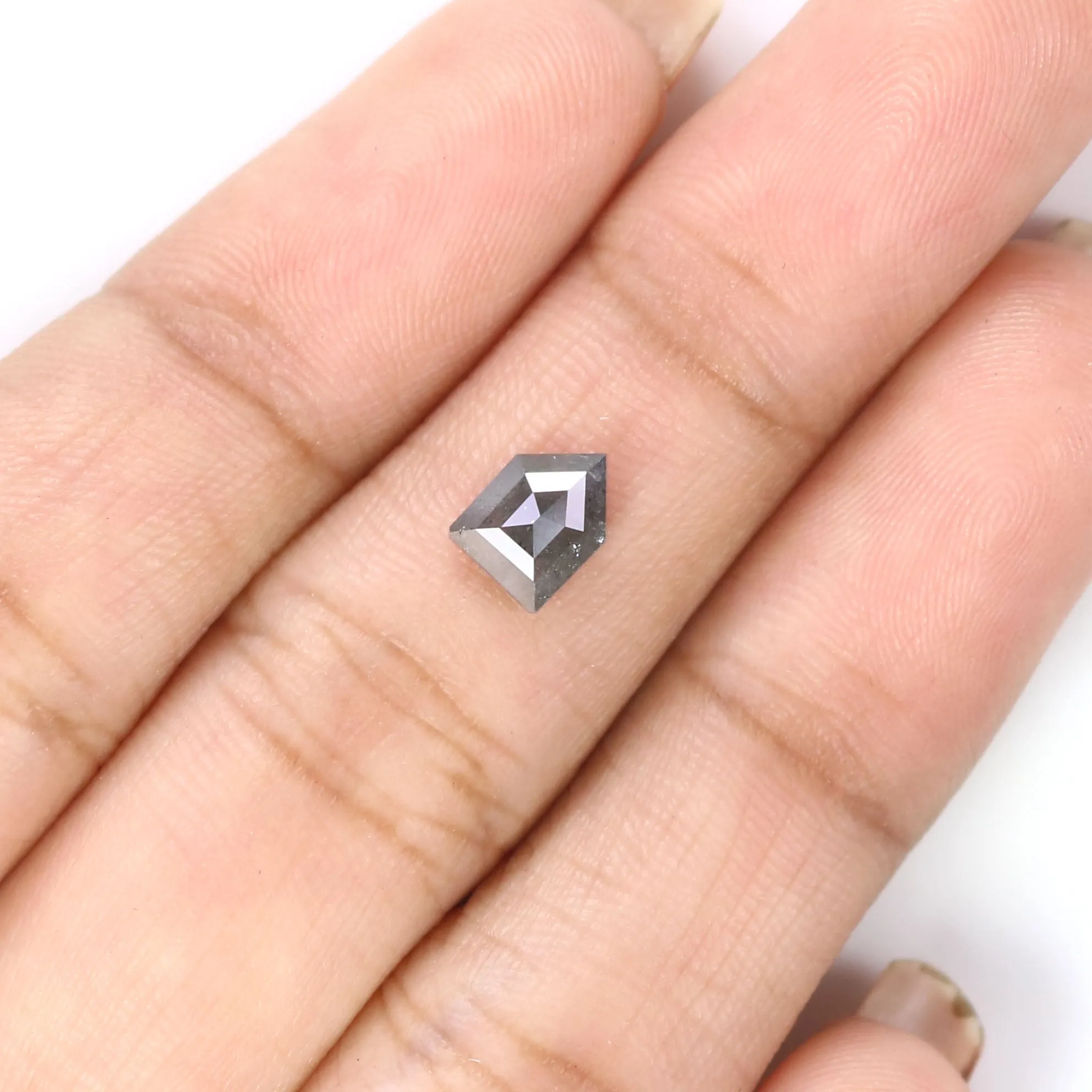 Natural Loose Shield Salt And Pepper Diamond Black Grey Color 0.80 CT 6.75 MM Shield Shape Rose Cut Diamond L8190