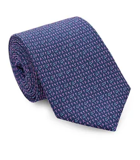 Navy / Pink Numbers Tie