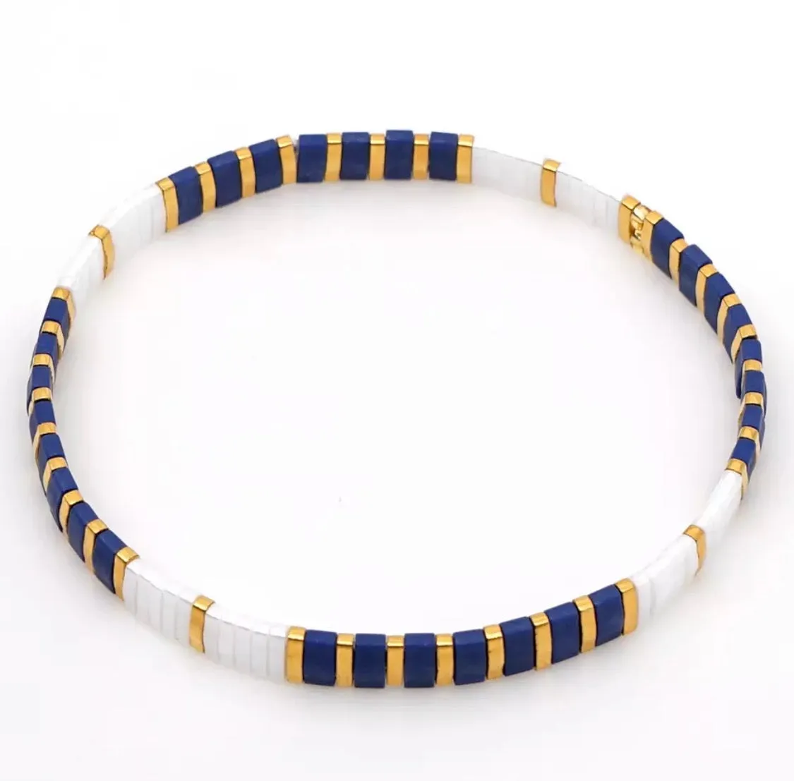 Navy and White Tile Bracelet