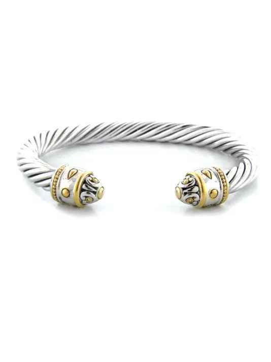 Nouveau Large Two Tone Wire Cuff Bracelet by John Medeiros