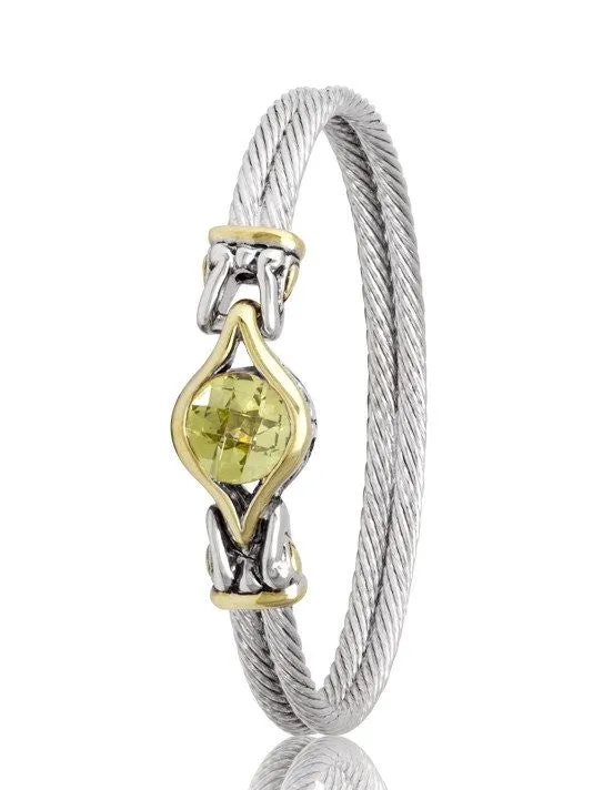 Oval Link Collection Peridot Double Wire Bracelet by John Medeiros