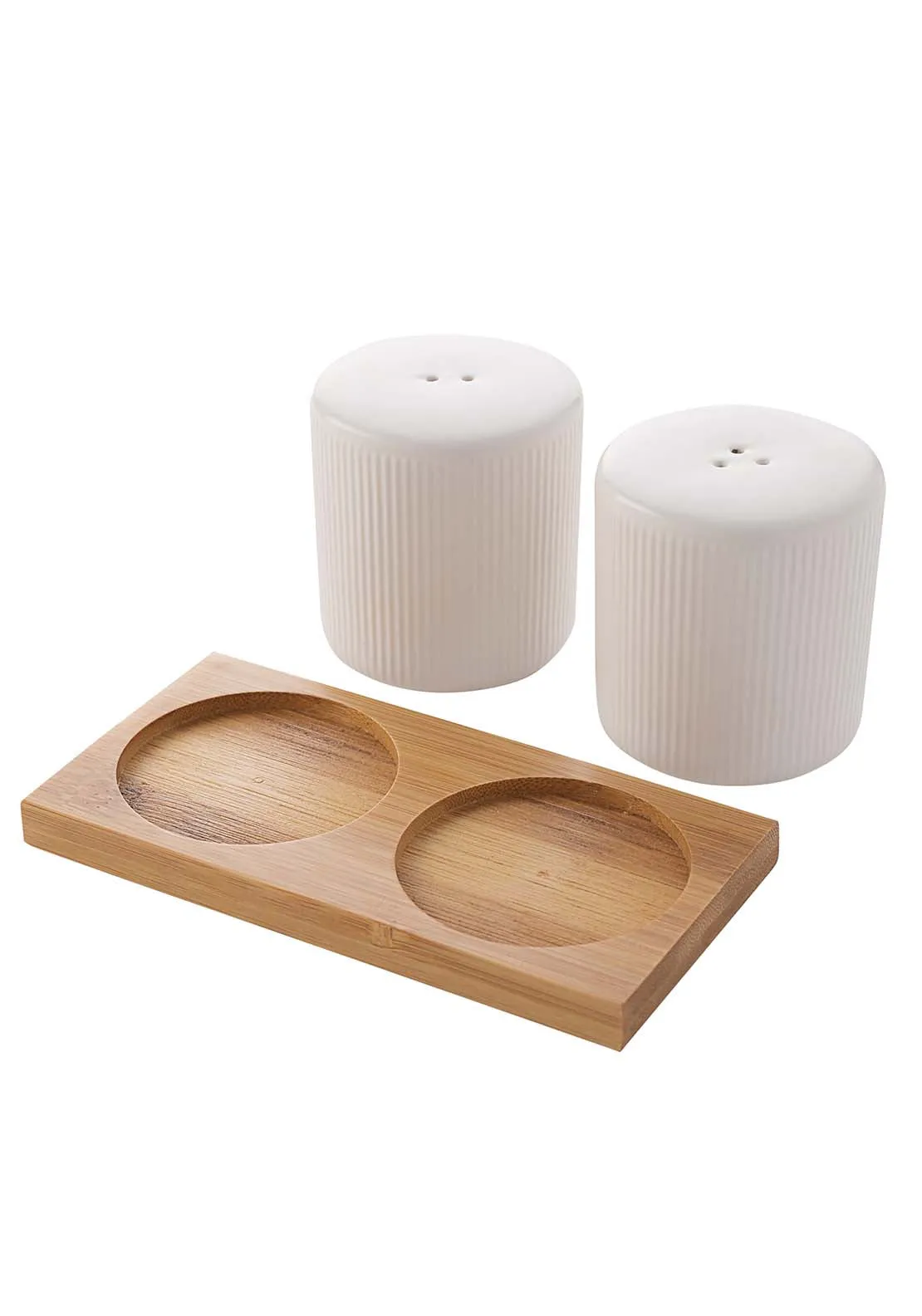 Ribbed Salt Pepper Set - White