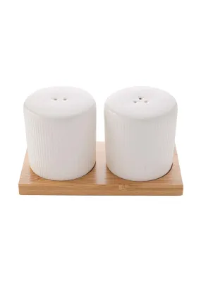 Ribbed Salt Pepper Set - White