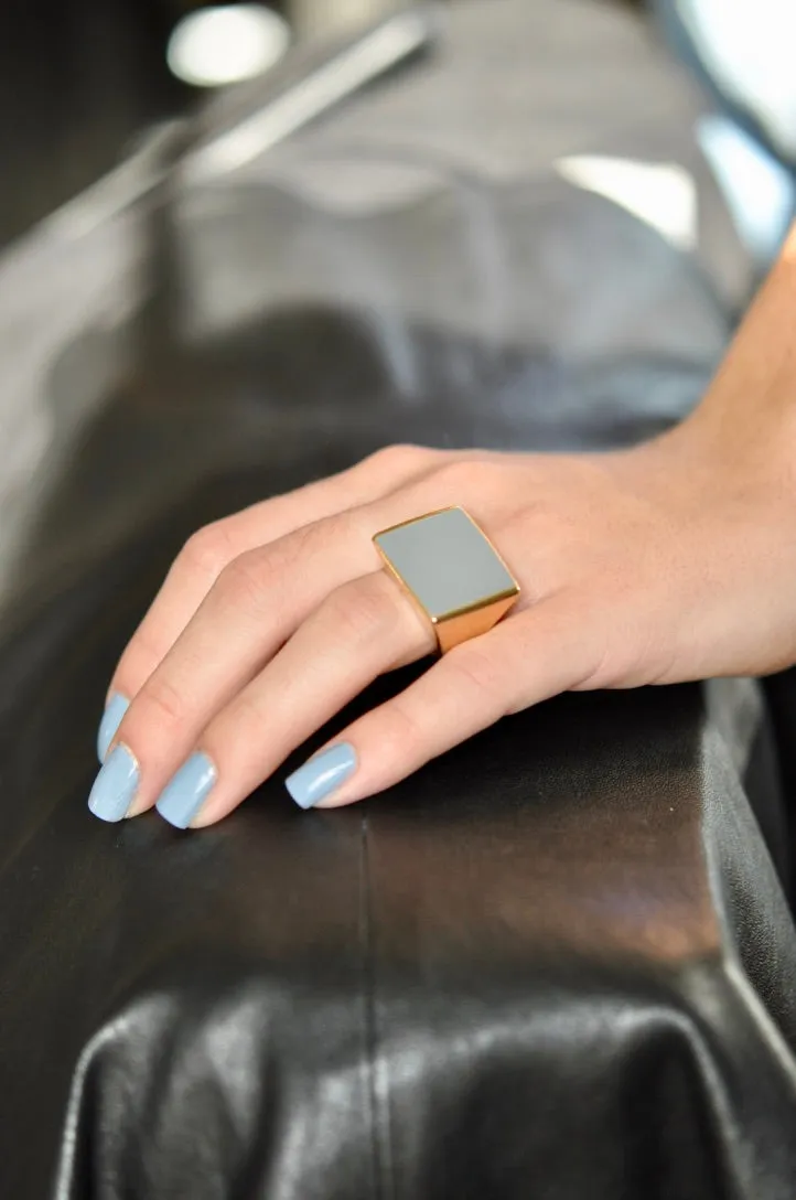 SAGE Square Enamel Ring