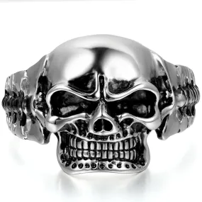 Stainless Steel Heavy Skull Cuff Bracelet