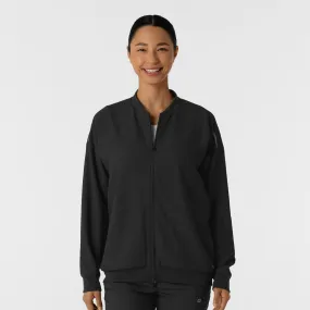 Women's Bomber Scrub Jacket - Black